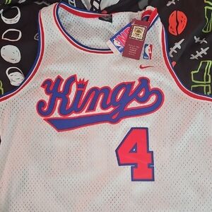 Nike White Jersey with Red and Blue Accents Chris Webber # 4